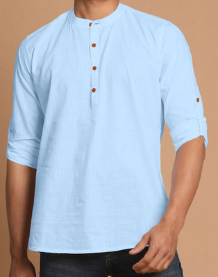 zbio Men Solid Casual Light Blue Shirt