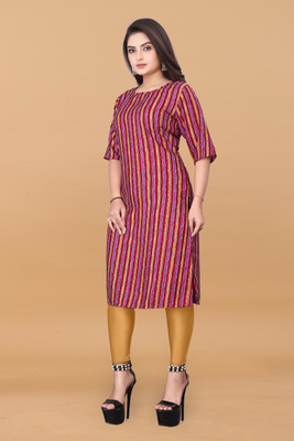 Alpha Fashion Women Striped A-line Kurta(Multicolor)