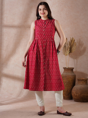 Globus Women Striped A-line Kurta(Maroon)