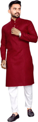 vuriq Men Printed Straight Kurta(Maroon)