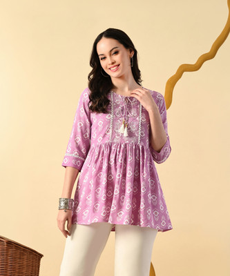 METAFAB Women Embroidered Flared Kurta(Pink)