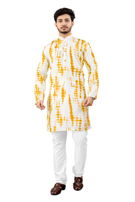 DHASU TRENDZ Men Dyed/Ombre Straight Kurta(Yellow)
