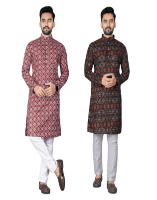 DHASU TRENDZ Men Printed Straight Kurta(Multicolor)