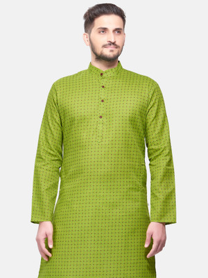 Shiwam Ethnix Men Printed A-line Kurta(Green)