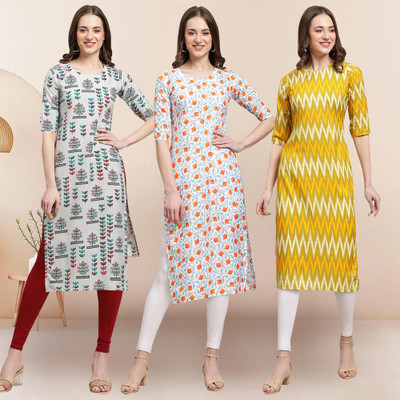 1 Stop Fashion Women Printed Straight Kurta(Multicolor)