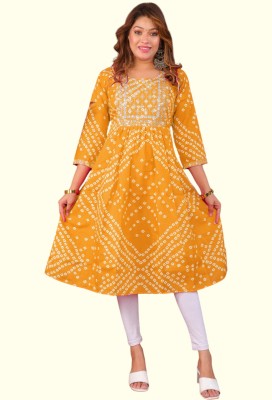 PARTH FASHIONS Women Self Design A-line Kurta(Yellow)