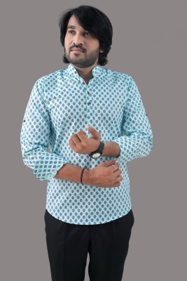 VTEXX Men Printed Straight Kurta(Gold)