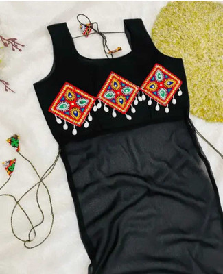 MSbharshiv Women Embroidered A-line Kurta(Black)