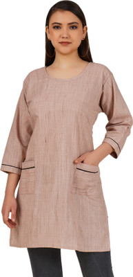 retailbees Women Solid Straight Kurta(Brown)