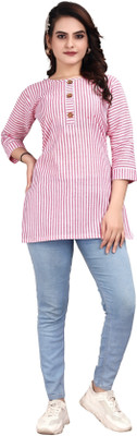 MANTRA DESIGNER Women Printed Straight Kurta(Pink)