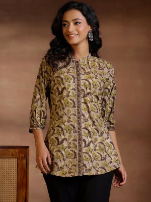 LIBAS Women Printed Straight Kurta(Brown)