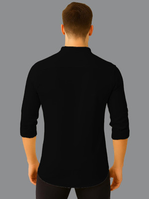LENIA Men Solid A-line Kurta(Black)