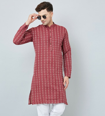 ARMAAN ETHNIC Men Self Design Straight Kurta(Red)