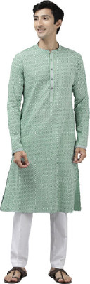 Fashvio Men Printed Straight Kurta(Green)