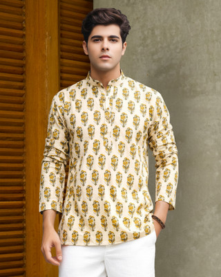 METRONAUT Men Printed High Low Kurta(Multicolor)