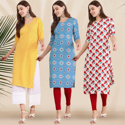 1 Stop Fashion Women Printed A-line Kurta(Multicolor)