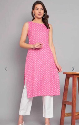 rainy rose Women Printed A-line Kurta(Pink)