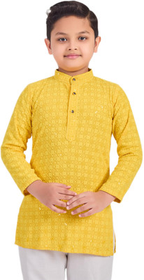 SQS Boys Embellished A-line Kurta(Yellow)