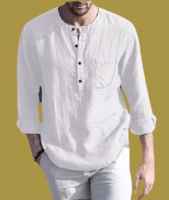 ZAKOD Men Solid A-line Kurta(White)