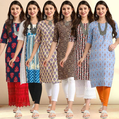 1 Stop Fashion Women Printed Straight Kurta(Multicolor)