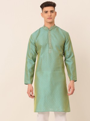 Jompers Men Embroidered Straight Kurta(Green)