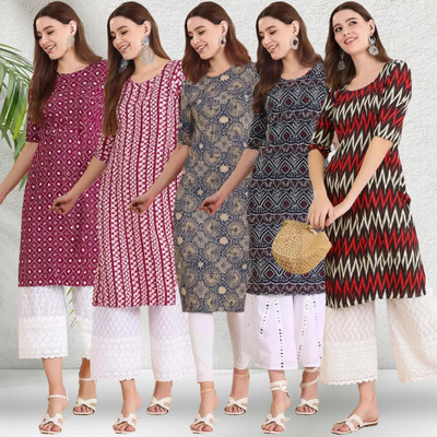 1 Stop Fashion Women Printed A-line Kurta(Multicolor)