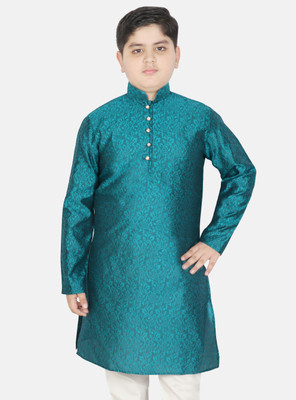 SG YUVRAJ Boys Self Design Straight Kurta(Dark Blue)