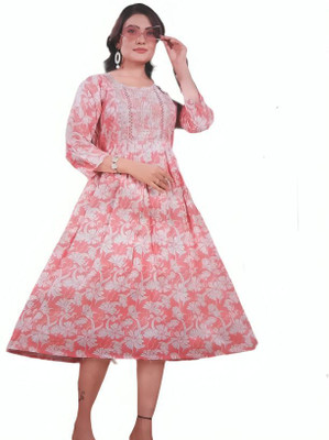 jit Women Floral Print, Embroidered Anarkali Kurta(Multicolor)