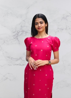 ELUYAANI Women Printed Straight Kurta(Pink)