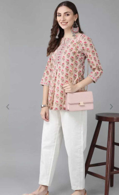 CLOTHI FAB Women Printed Flared Kurta(Multicolor)