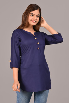BADTHUNIA FAB Women Solid A-line Kurta(Blue)
