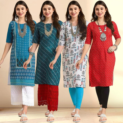 1 Stop Fashion Women Printed A-line Kurta(Multicolor)