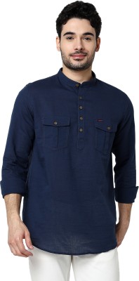 Spykar Men Solid Straight Kurta(Dark Blue)