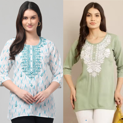 STYLE PREZONE Women Embroidered, Printed A-line Kurta(Multicolor)