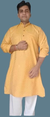 Fhutiigiyii Hub Men Solid Straight Kurta(Dark Blue)