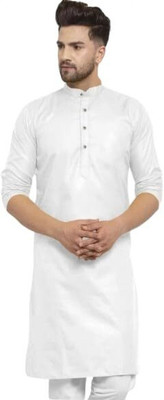 StoneHeart Men Solid Straight Kurta(White)