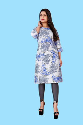 Tulsii Fab Women Printed Anarkali Kurta(Grey)