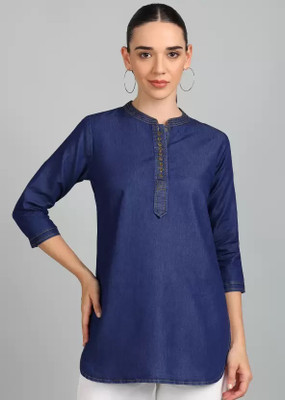 NSA fashion Women Self Design Straight Kurta(Blue)