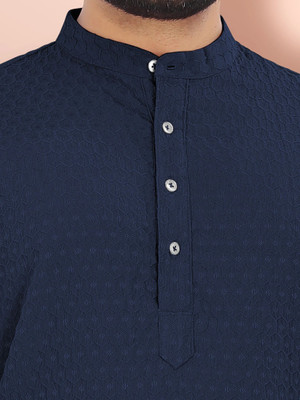VeBNoR Men Solid Straight Kurta(Dark Blue)