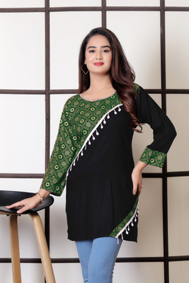 Bharat Origin Women Printed A-line Kurta(Multicolor)