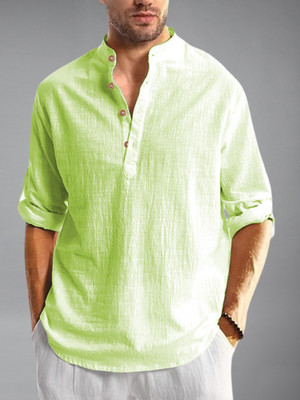Yugnik Men Self Design Straight Kurta(Green)