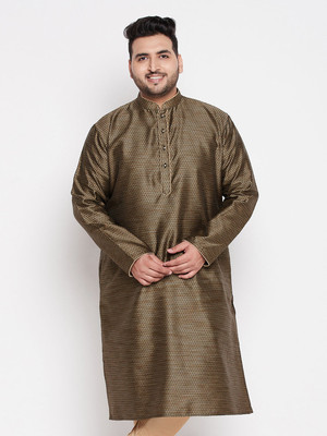 VASTRAMAY PLUS Men Woven Design, Self Design Straight Kurta(Black)