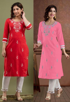 SISTO Women Chikan Embroidery A-line Kurta(Multicolor)