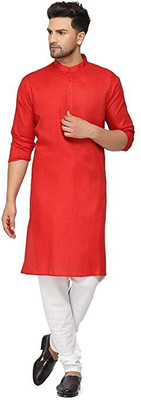 Veekeeda Men Solid A-line Kurta(Red)