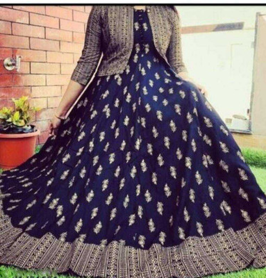 Subhan Women Printed Anarkali Kurta(Blue)