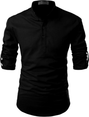 S KUADA Men Solid Flared Kurta(Black)