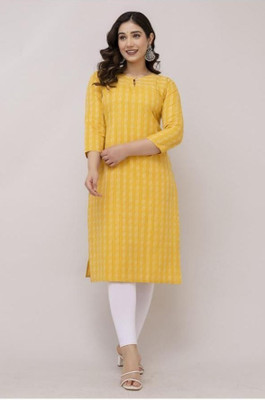 Tasfi Collection Women Printed Straight Kurta(Yellow)
