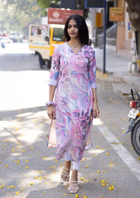 Pari Fusion Women Printed A-line Kurta(Multicolor)