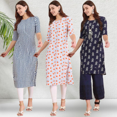 1 Stop Fashion Women Printed A-line Kurta(Multicolor)