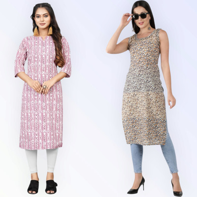 HouseOfCommon Women Printed Straight Kurta(Multicolor)